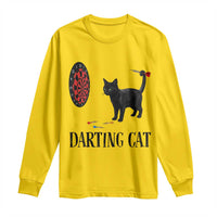 Funny Black Cat Darts Player Long Sleeve Shirt Darting Cat Dartist Gift - Wonder Print Shop