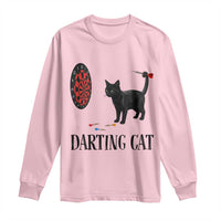 Funny Black Cat Darts Player Long Sleeve Shirt Darting Cat Dartist Gift - Wonder Print Shop