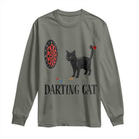 Funny Black Cat Darts Player Long Sleeve Shirt Darting Cat Dartist Gift - Wonder Print Shop