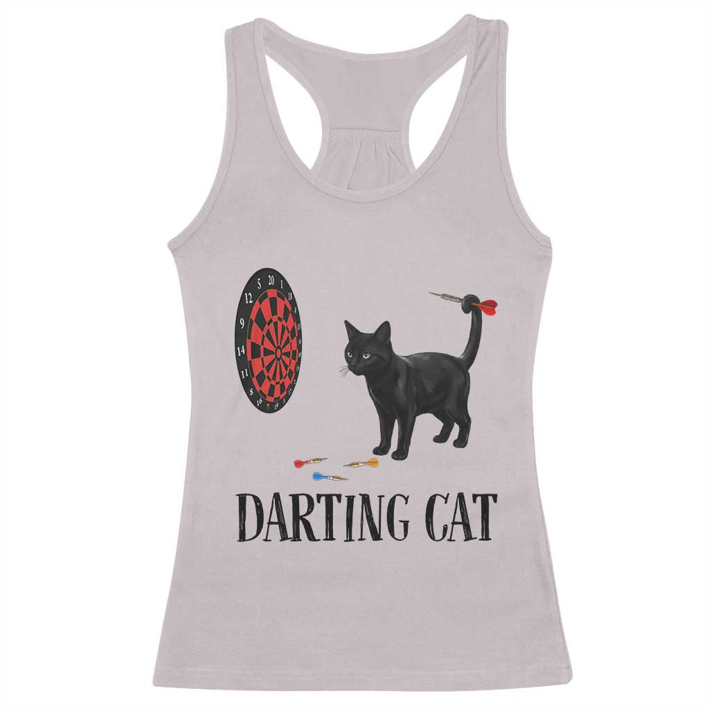 Funny Black Cat Darts Player Racerback Tank Top Darting Cat Dartist Gift - Wonder Print Shop