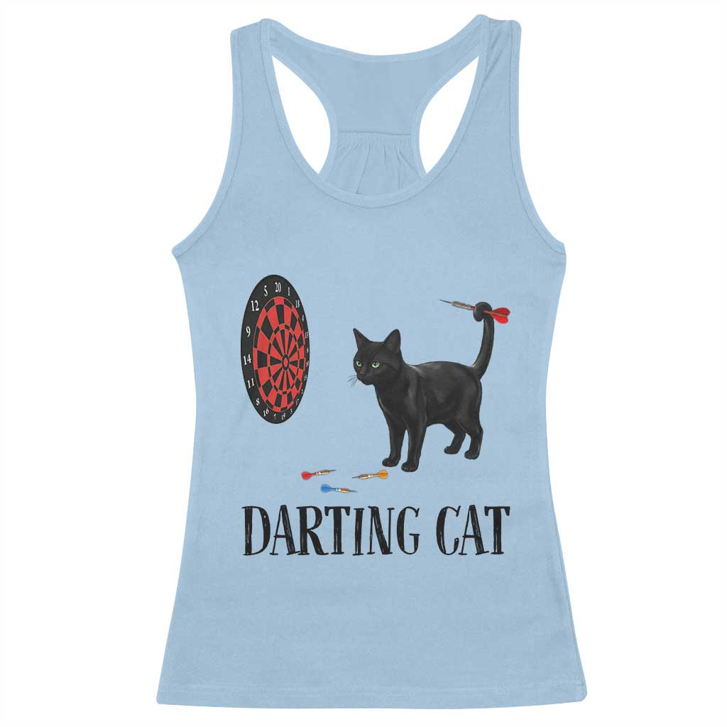 Funny Black Cat Darts Player Racerback Tank Top Darting Cat Dartist Gift - Wonder Print Shop