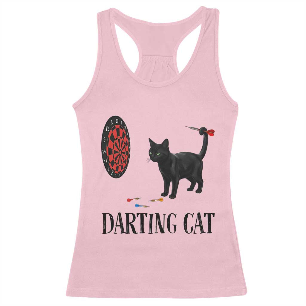 Funny Black Cat Darts Player Racerback Tank Top Darting Cat Dartist Gift - Wonder Print Shop