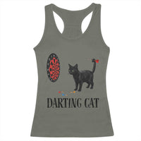 Funny Black Cat Darts Player Racerback Tank Top Darting Cat Dartist Gift - Wonder Print Shop