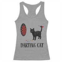 Funny Black Cat Darts Player Racerback Tank Top Darting Cat Dartist Gift - Wonder Print Shop