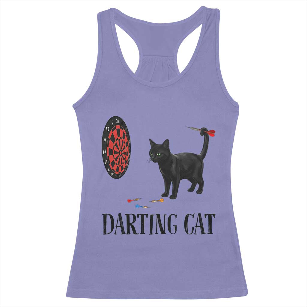 Funny Black Cat Darts Player Racerback Tank Top Darting Cat Dartist Gift - Wonder Print Shop
