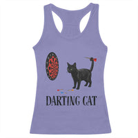 Funny Black Cat Darts Player Racerback Tank Top Darting Cat Dartist Gift - Wonder Print Shop