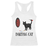 Funny Black Cat Darts Player Racerback Tank Top Darting Cat Dartist Gift - Wonder Print Shop