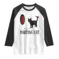 Funny Black Cat Darts Player Raglan Shirt Darting Cat Dartist Gift - Wonder Print Shop