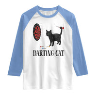 Funny Black Cat Darts Player Raglan Shirt Darting Cat Dartist Gift - Wonder Print Shop