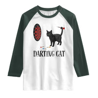 Funny Black Cat Darts Player Raglan Shirt Darting Cat Dartist Gift - Wonder Print Shop