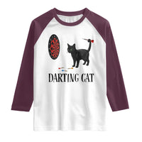 Funny Black Cat Darts Player Raglan Shirt Darting Cat Dartist Gift - Wonder Print Shop
