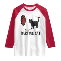 Funny Black Cat Darts Player Raglan Shirt Darting Cat Dartist Gift - Wonder Print Shop