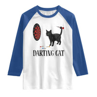 Funny Black Cat Darts Player Raglan Shirt Darting Cat Dartist Gift - Wonder Print Shop
