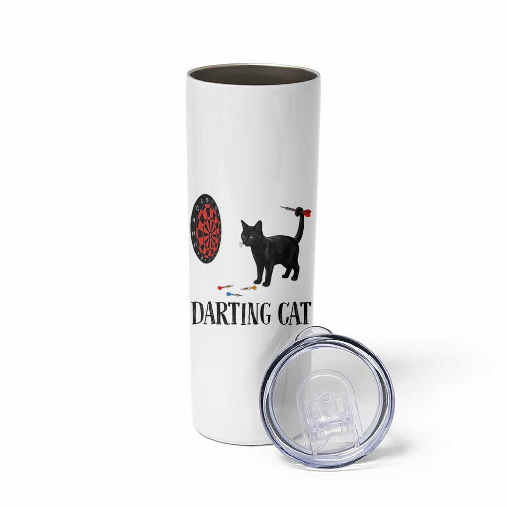 Funny Black Cat Darts Player Skinny Tumbler Darting Cat Dartist Gift - Wonder Print Shop