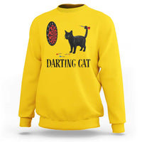 Funny Black Cat Darts Player Sweatshirt Darting Cat Dartist Gift - Wonder Print Shop