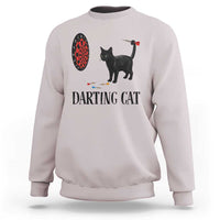 Funny Black Cat Darts Player Sweatshirt Darting Cat Dartist Gift - Wonder Print Shop