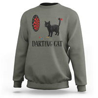Funny Black Cat Darts Player Sweatshirt Darting Cat Dartist Gift - Wonder Print Shop