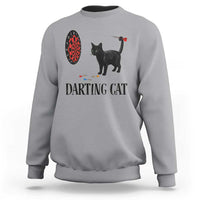 Funny Black Cat Darts Player Sweatshirt Darting Cat Dartist Gift - Wonder Print Shop