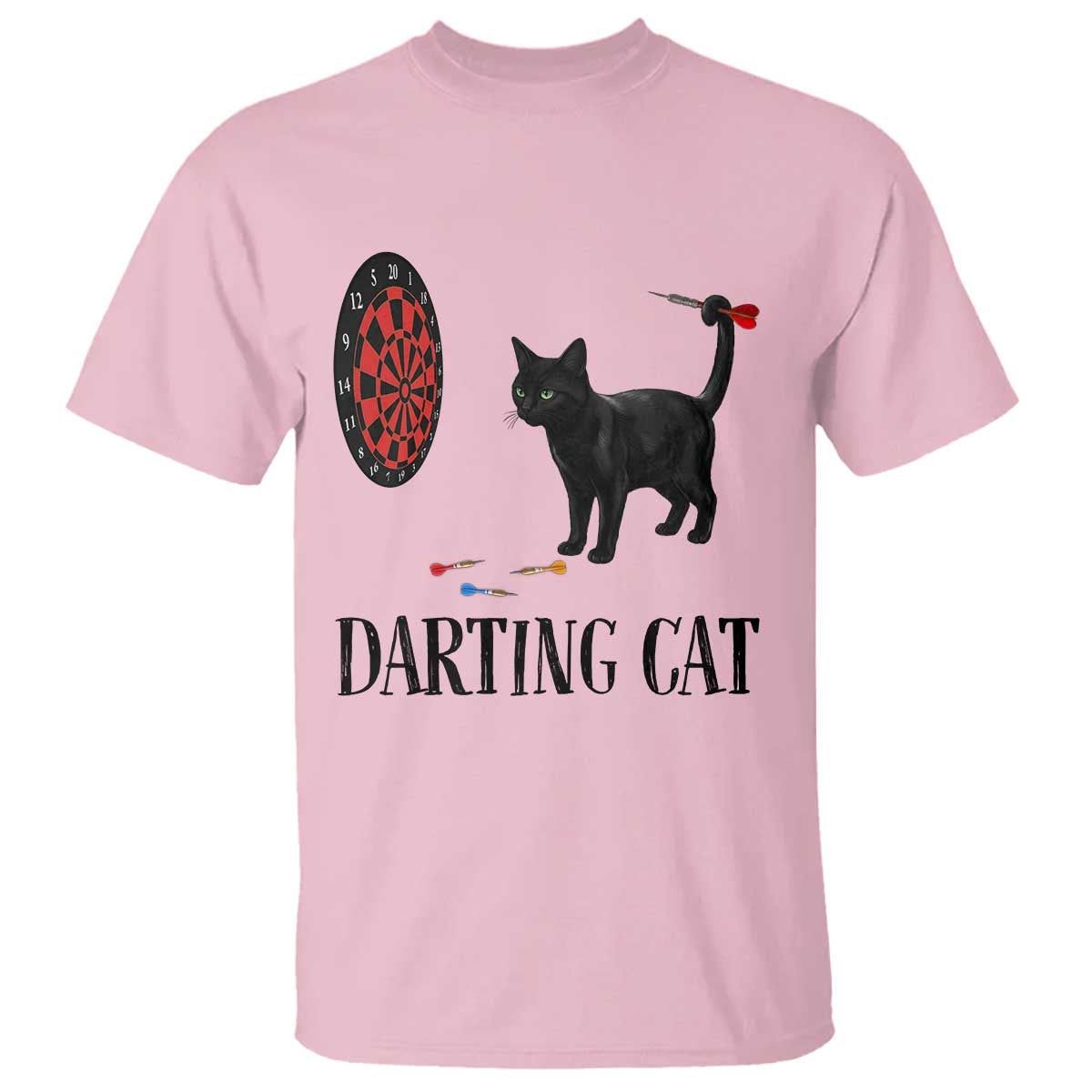 Funny Black Cat Darts Player T Shirt Darting Cat Dartist Gift - Wonder Print Shop