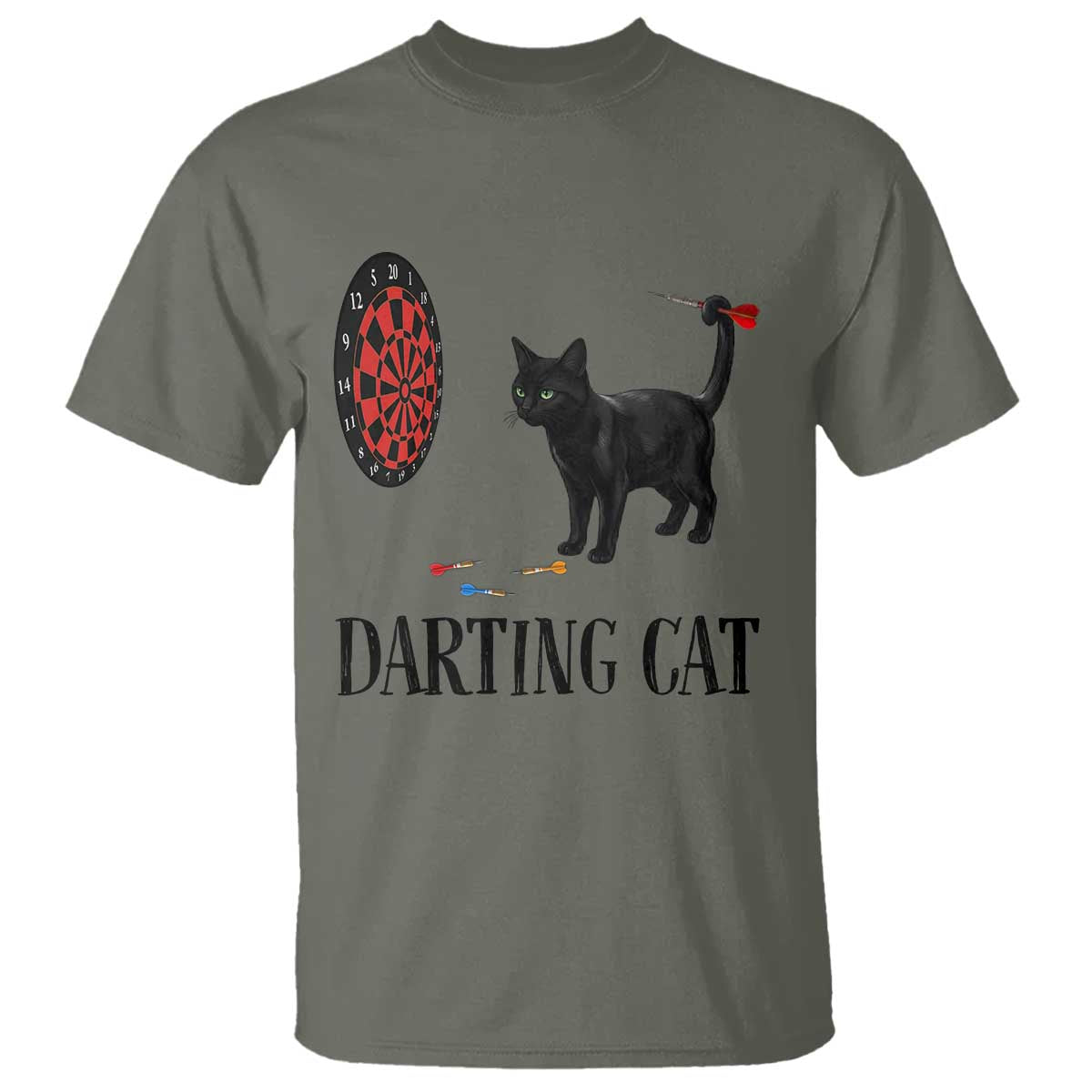 Funny Black Cat Darts Player T Shirt Darting Cat Dartist Gift - Wonder Print Shop
