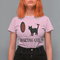 Funny Black Cat Darts Player T Shirt For Women Darting Cat Dartist Gift - Wonder Print Shop