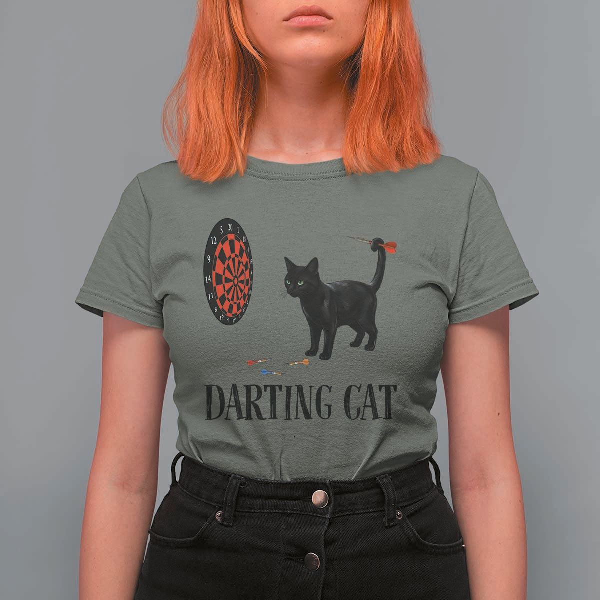 Funny Black Cat Darts Player T Shirt For Women Darting Cat Dartist Gift - Wonder Print Shop