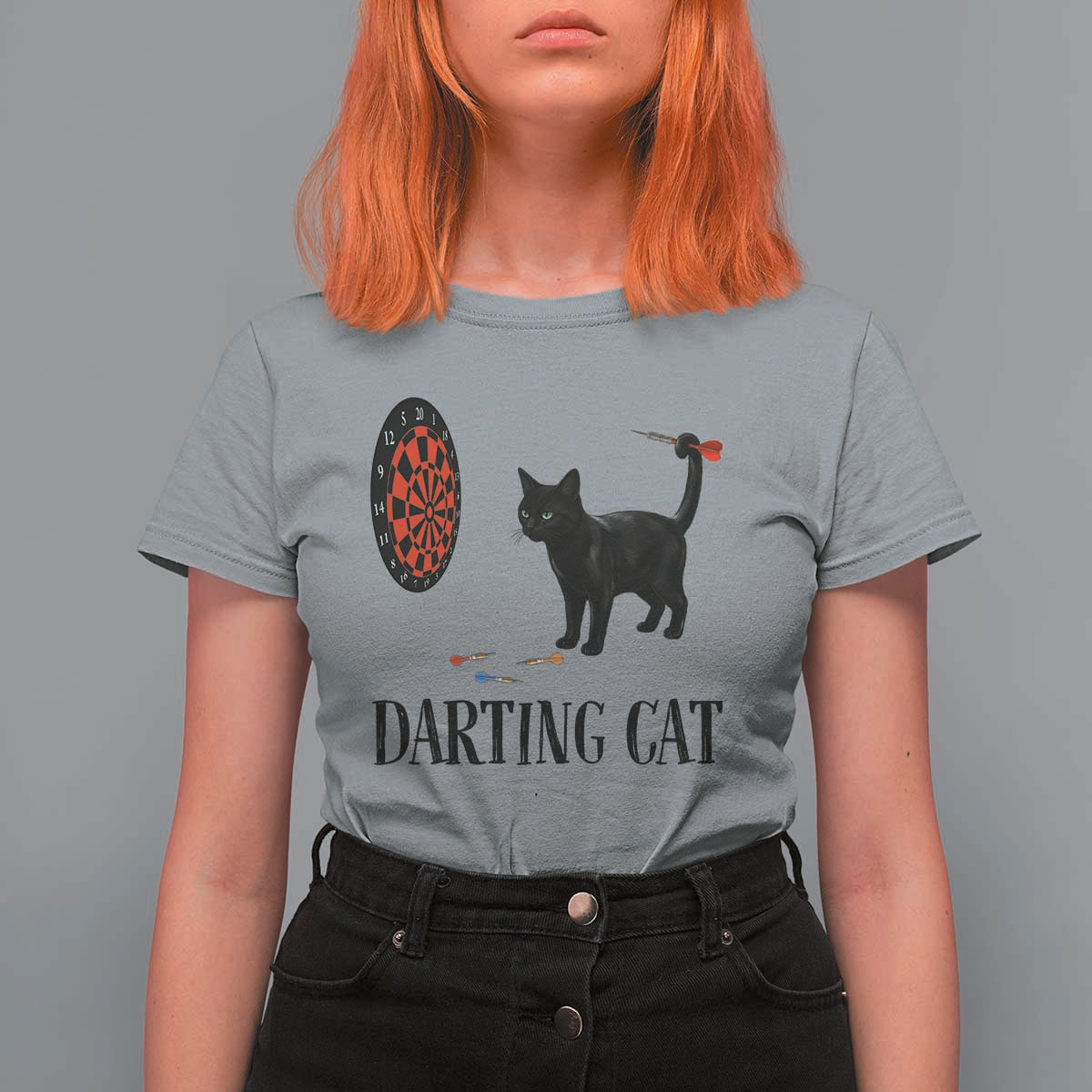 Funny Black Cat Darts Player T Shirt For Women Darting Cat Dartist Gift - Wonder Print Shop