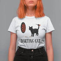 Funny Black Cat Darts Player T Shirt For Women Darting Cat Dartist Gift - Wonder Print Shop