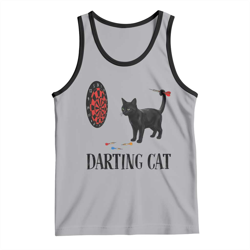 Funny Black Cat Darts Player Tank Top Darting Cat Dartist Gift - Wonder Print Shop