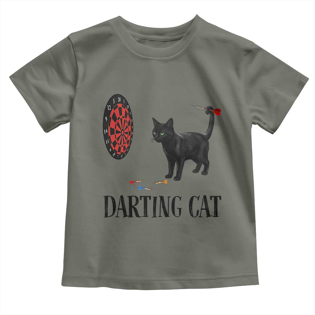 Funny Black Cat Darts Player Toddler T Shirt Darting Cat Dartist Gift - Wonder Print Shop