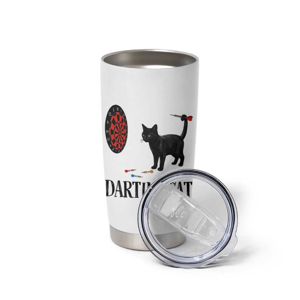 Funny Black Cat Darts Player Tumbler Cup Darting Cat Dartist Gift - Wonder Print Shop