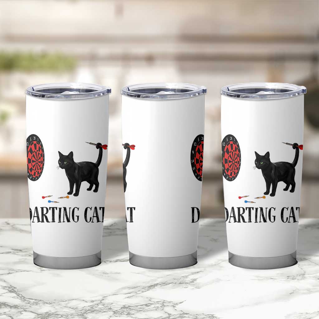 Funny Black Cat Darts Player Tumbler Cup Darting Cat Dartist Gift - Wonder Print Shop
