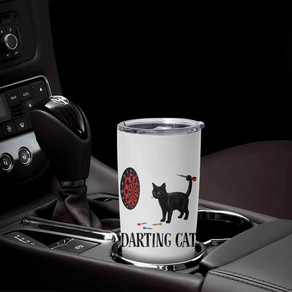 Funny Black Cat Darts Player Tumbler Cup Darting Cat Dartist Gift - Wonder Print Shop