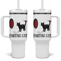 Funny Black Cat Darts Player Tumbler With Handle Darting Cat Dartist Gift - Wonder Print Shop