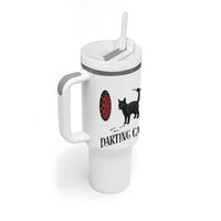 Funny Black Cat Darts Player Tumbler With Handle Darting Cat Dartist Gift - Wonder Print Shop