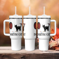 Funny Black Cat Darts Player Tumbler With Handle Darting Cat Dartist Gift - Wonder Print Shop