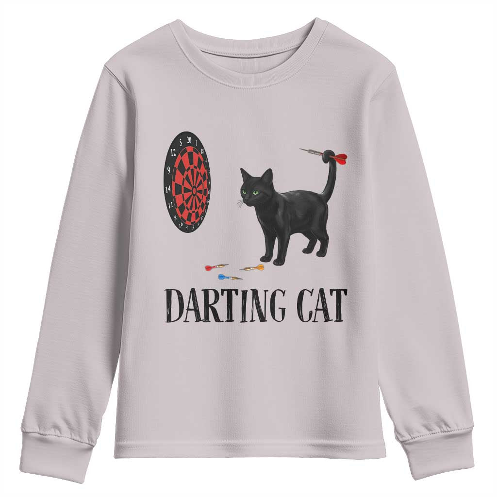 Funny Black Cat Darts Player Youth Sweatshirt Darting Cat Dartist Gift - Wonder Print Shop