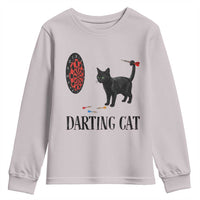Funny Black Cat Darts Player Youth Sweatshirt Darting Cat Dartist Gift - Wonder Print Shop