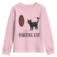 Funny Black Cat Darts Player Youth Sweatshirt Darting Cat Dartist Gift - Wonder Print Shop