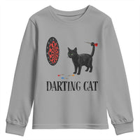 Funny Black Cat Darts Player Youth Sweatshirt Darting Cat Dartist Gift - Wonder Print Shop