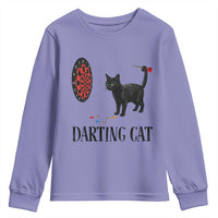 Funny Black Cat Darts Player Youth Sweatshirt Darting Cat Dartist Gift - Wonder Print Shop