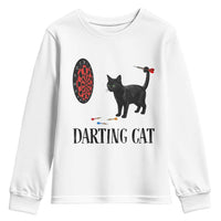 Funny Black Cat Darts Player Youth Sweatshirt Darting Cat Dartist Gift - Wonder Print Shop