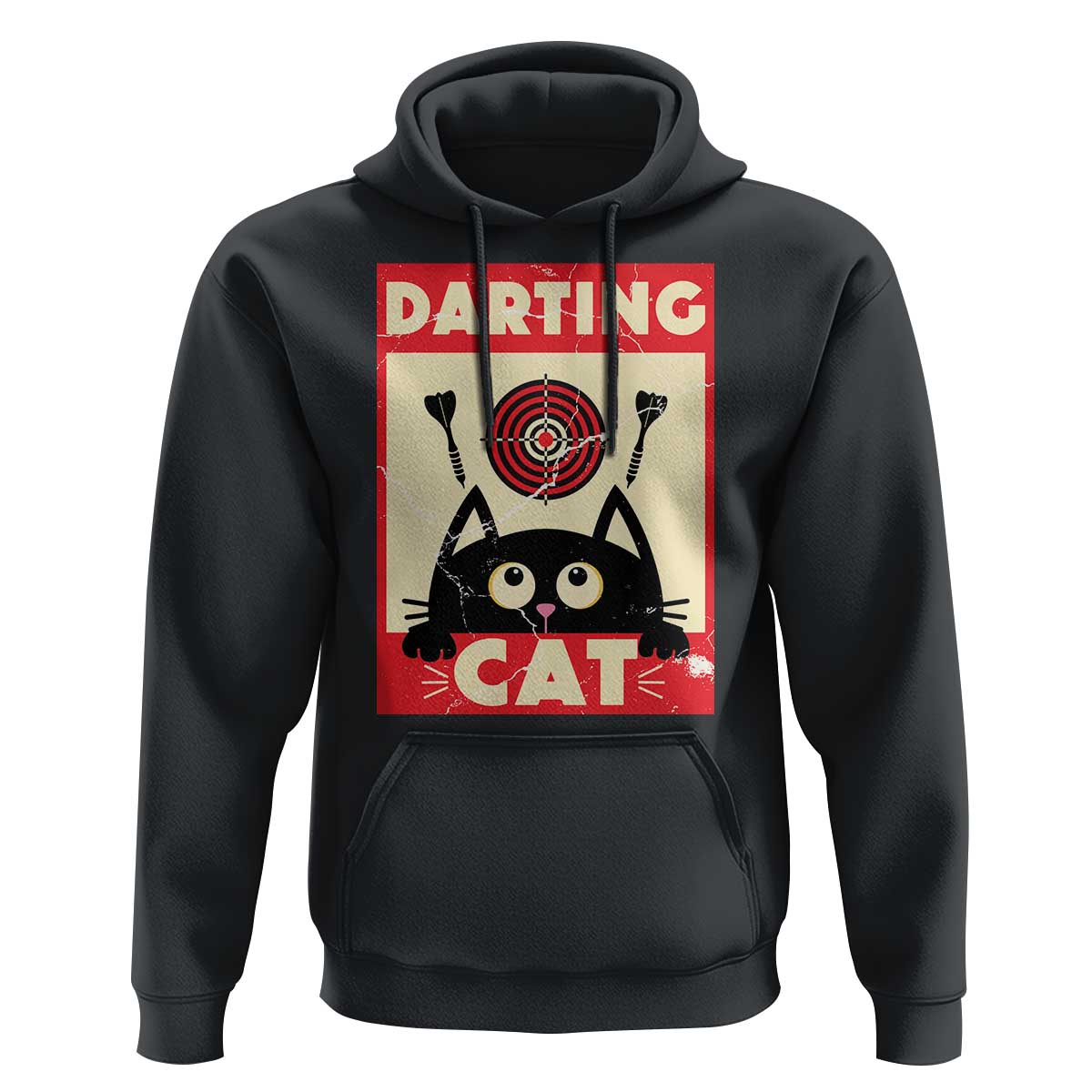 Black Cat Dart Thrower Hoodie Cat Lover Dartist Gift - Wonder Print Shop