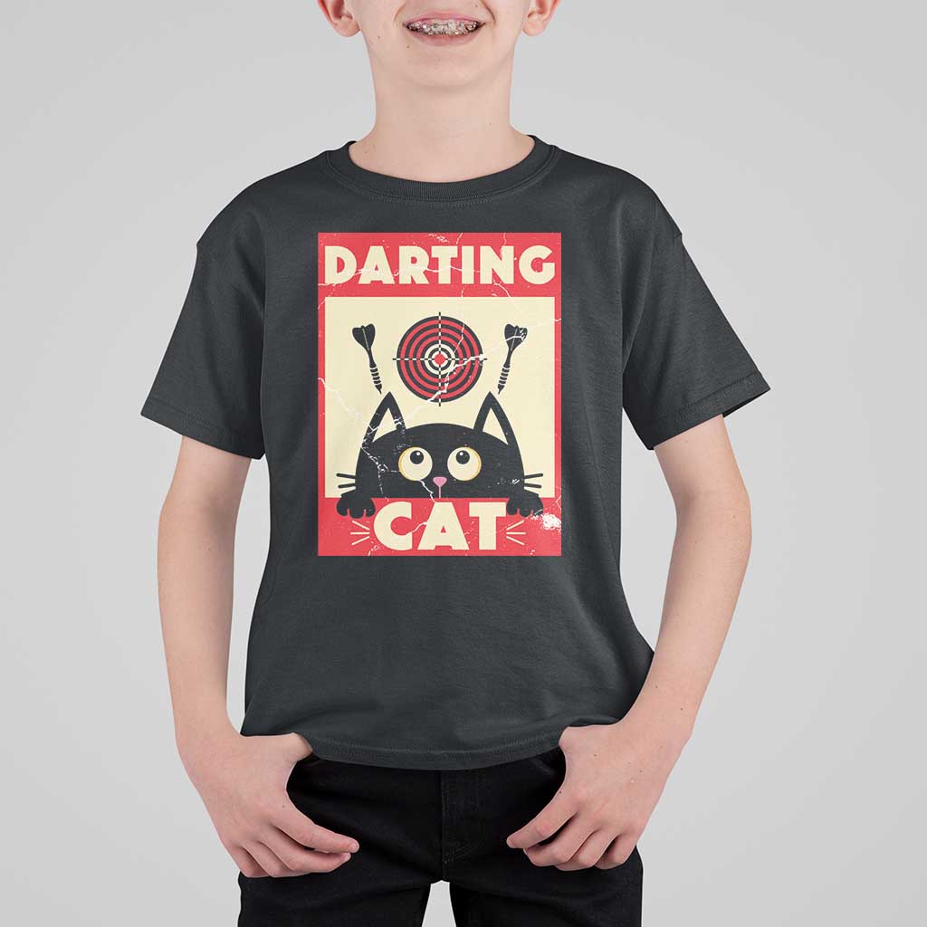 Black Cat Dart Thrower T Shirt For Kid Cat Lover Dartist Gift - Wonder Print Shop