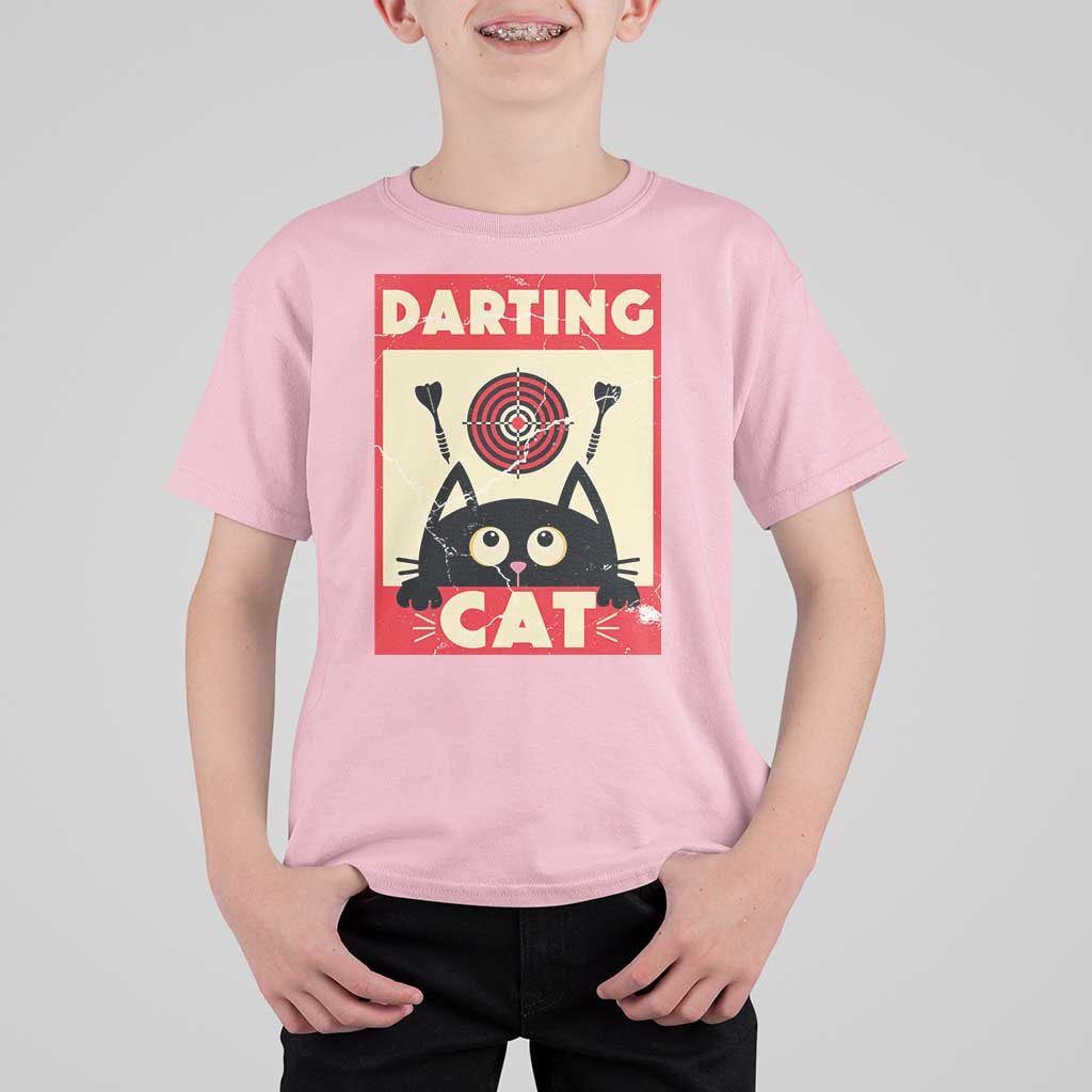 Black Cat Dart Thrower T Shirt For Kid Cat Lover Dartist Gift - Wonder Print Shop