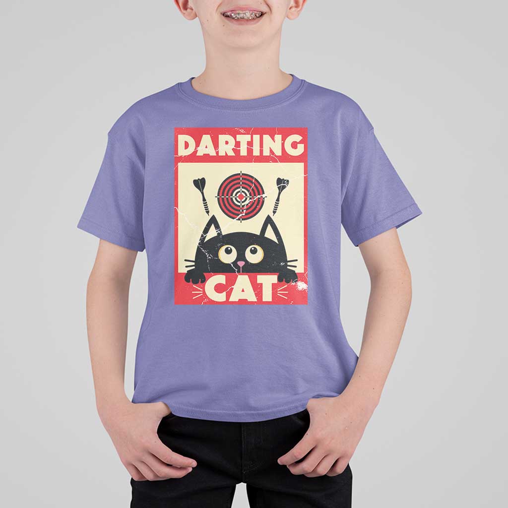 Black Cat Dart Thrower T Shirt For Kid Cat Lover Dartist Gift - Wonder Print Shop