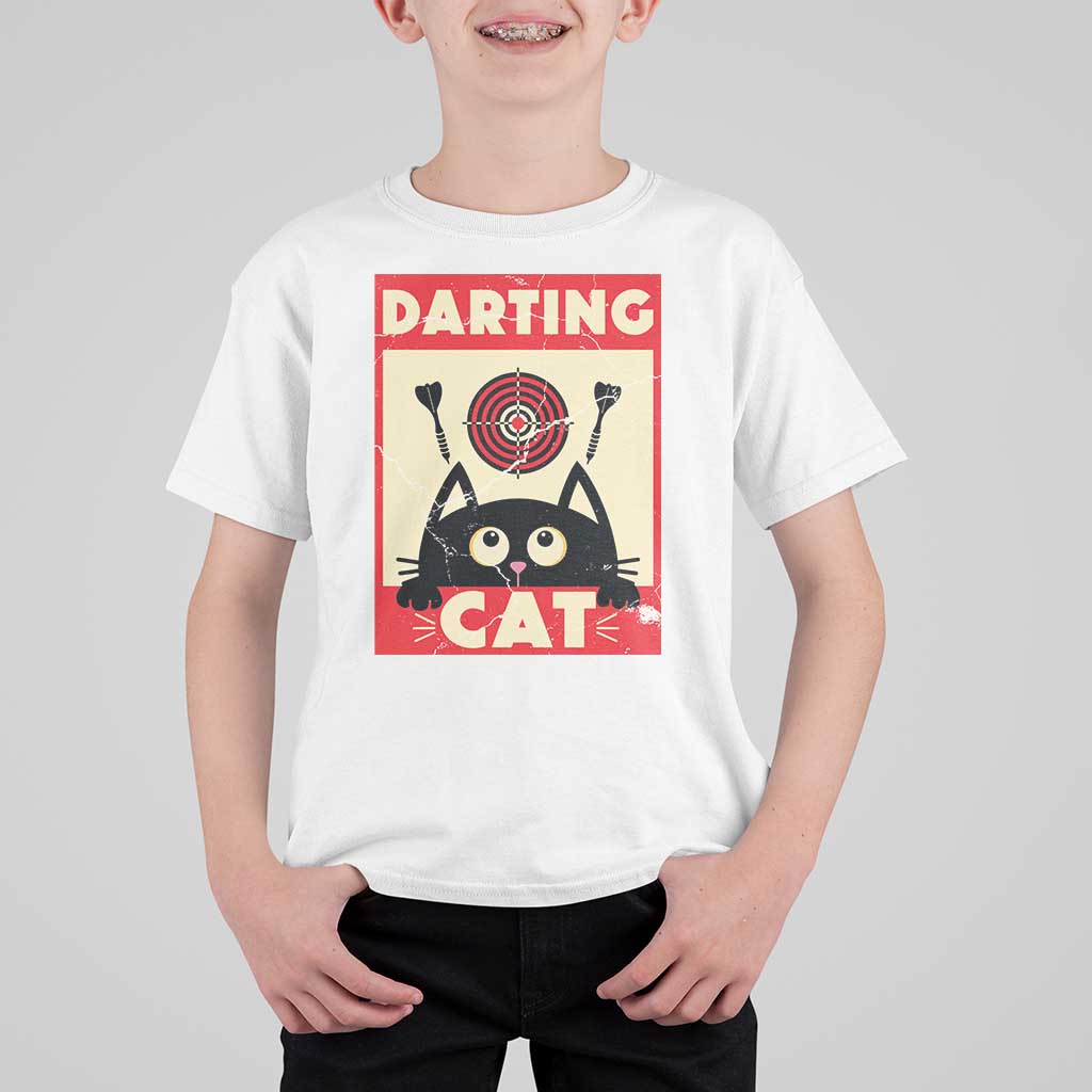 Black Cat Dart Thrower T Shirt For Kid Cat Lover Dartist Gift - Wonder Print Shop