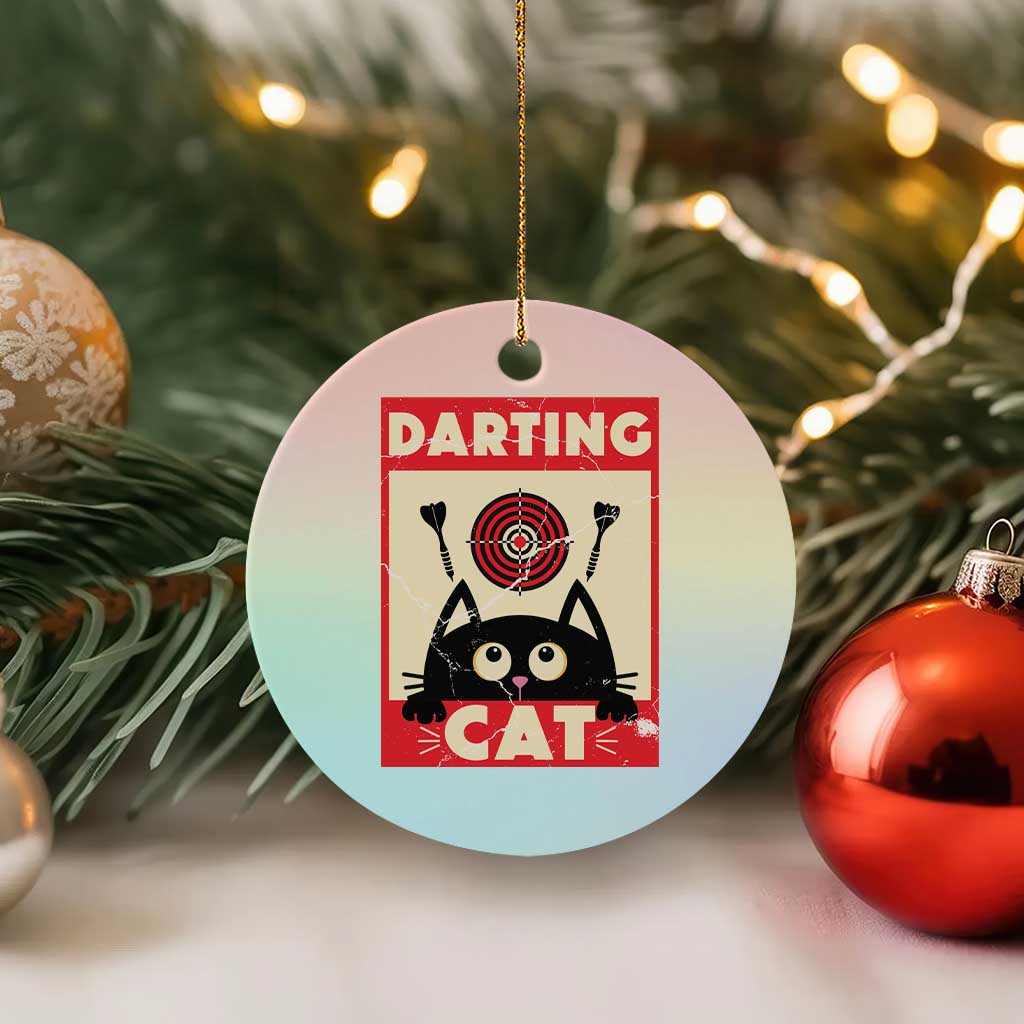 Black Cat Dart Thrower Ceramic Ornament Cat Lover Dartist Gift - Wonder Print Shop