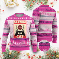 Black Cat Dart Thrower Ugly Christmas Sweater Cat Lover Dartist Gift - Wonder Print Shop