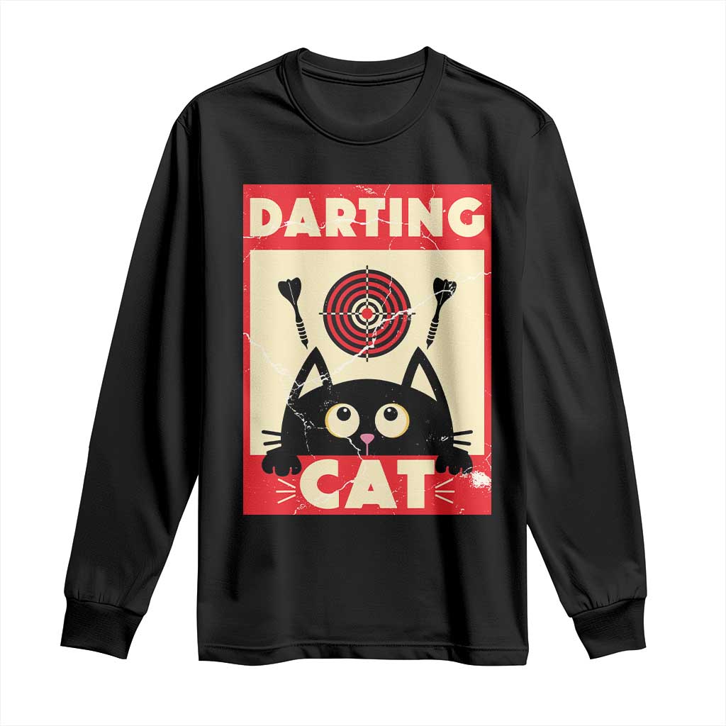 Black Cat Dart Thrower Long Sleeve Shirt Cat Lover Dartist Gift - Wonder Print Shop